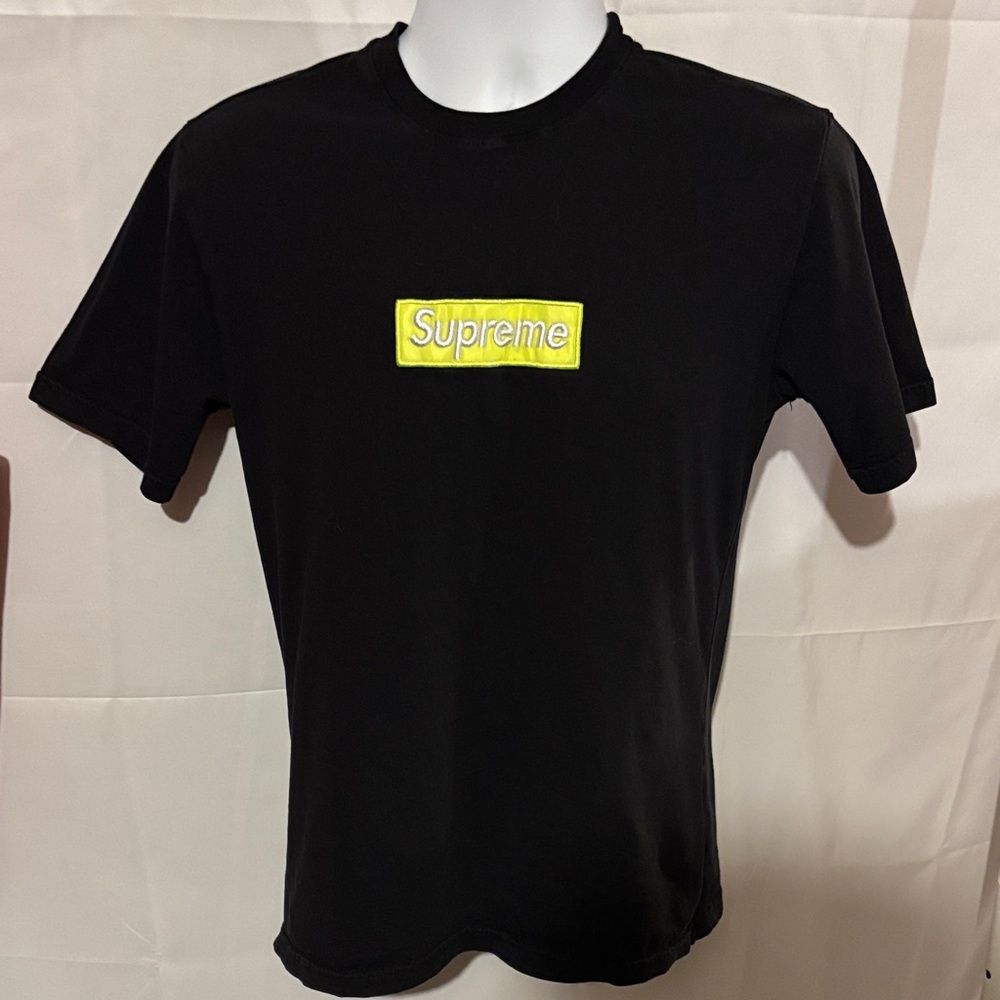 Supreme Spain Black Tee with Yellow Logo